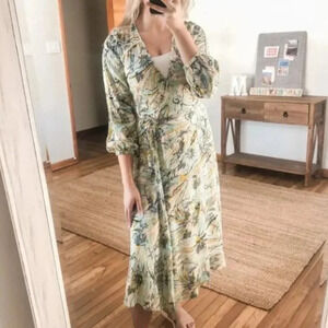 DVF Diane Von Furstenburg Tropical Resortwear Pastel Floral Wrap Maxi Dress XS